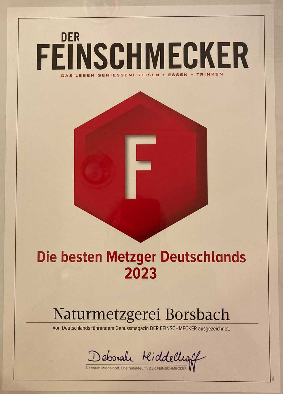 Das Feinschmecker-Zertifikat für die besten Metzger Deutschlands 2019/20
